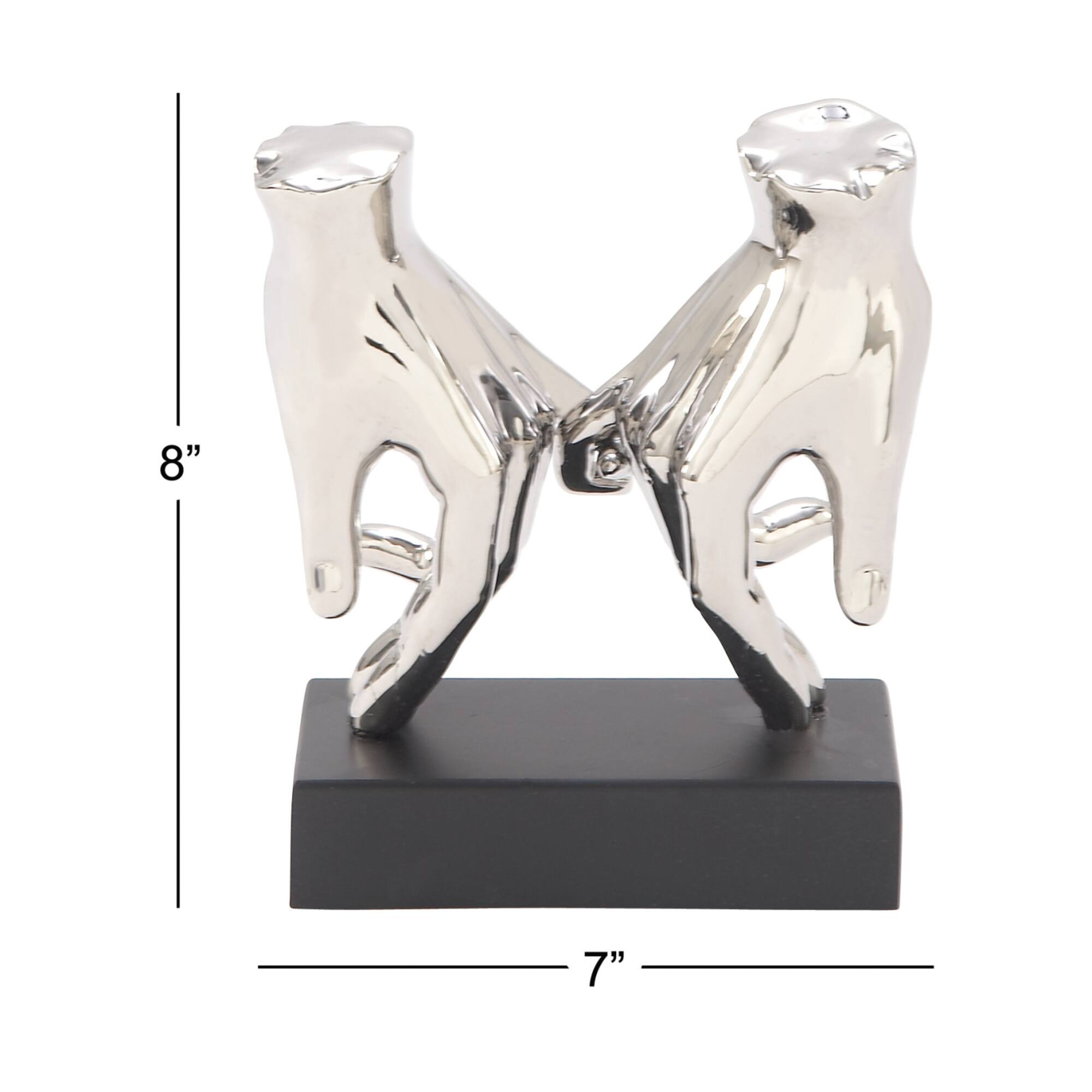 8" Silver Porcelain Hands Sculpture